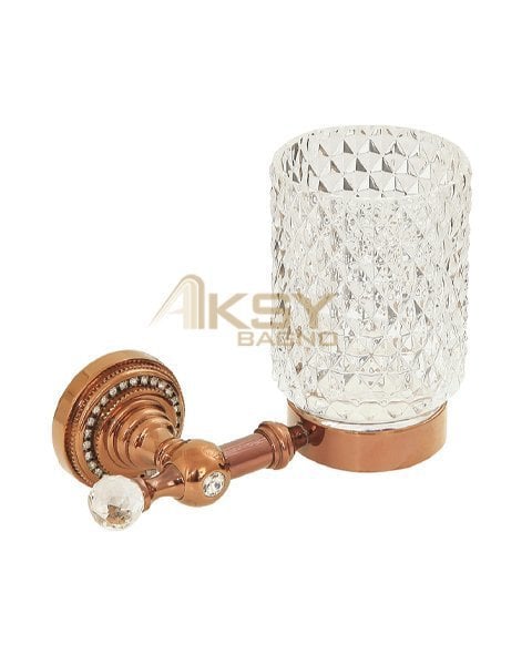 Aksy 9206 Style Montajlı Diş Fırçalık PVD Rose -B Cam