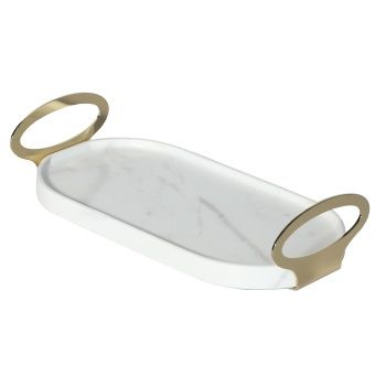 Aksy 3041 Çok Amaçlı Tepsi Pvd Gold Mermer Carrara