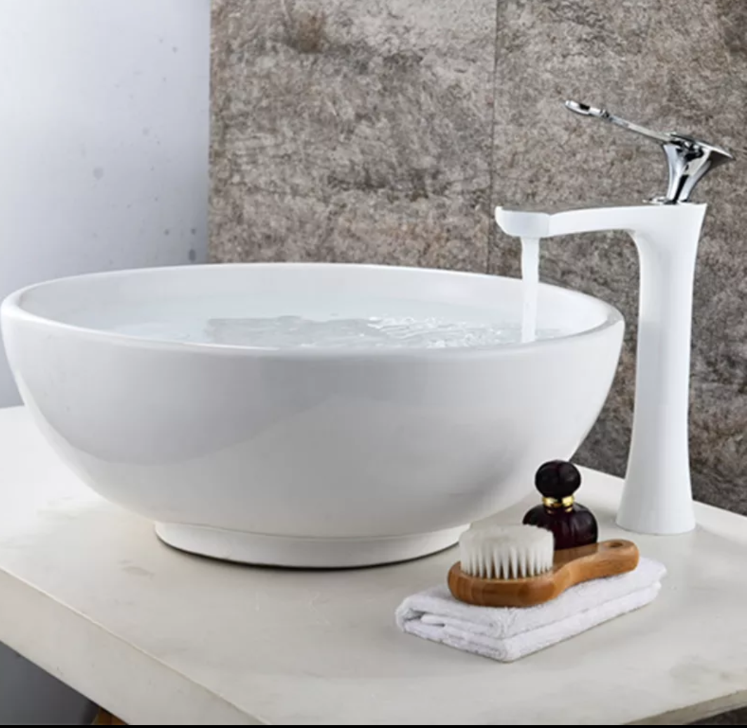 Beyaz Yüksek Çanak Lavabo Bataryası B196