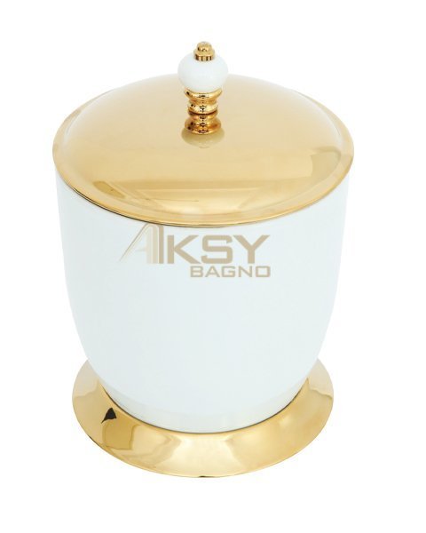 Aksy 8426 Fantasia Porselen Çöp Kovası Pvd Gold