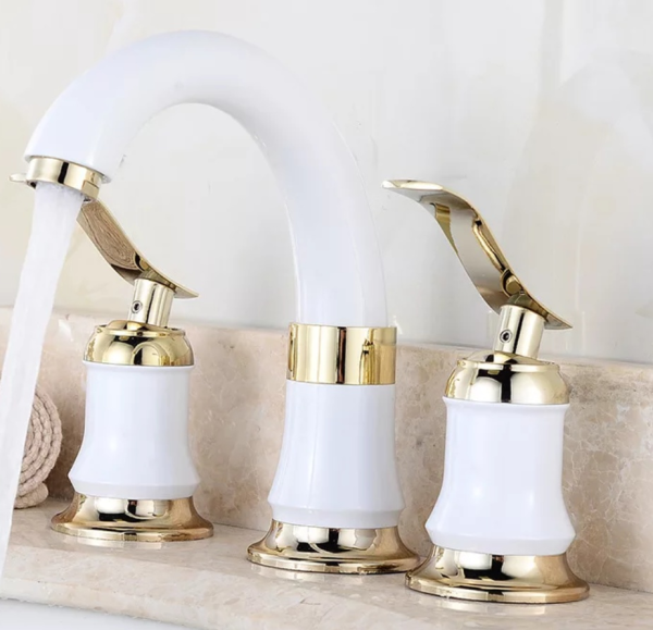 3 Delikli Beyaz Altın Lavabo Bataryası B160 EX-060