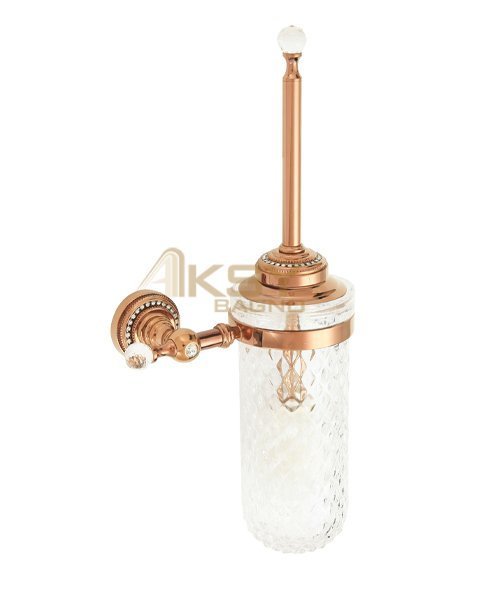 Aksy 9205 Style Montajlı Klozet Fırçası PVD Rose-B Cam
