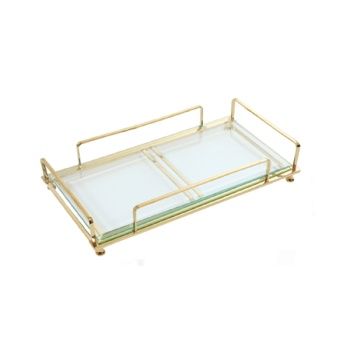 Aksy 7641 Tepsi Pvd Gold Doğal Taş Beyaz