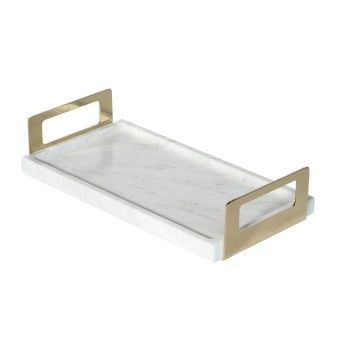Aksy 4041 Çok Amaçlı Tepsi Pvd Gold Carrara Mermer