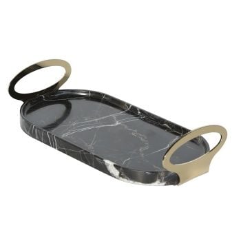 Aksy 3041 Çok Amaçlı Tepsi Pvd Gold Toros Siyah Mermer