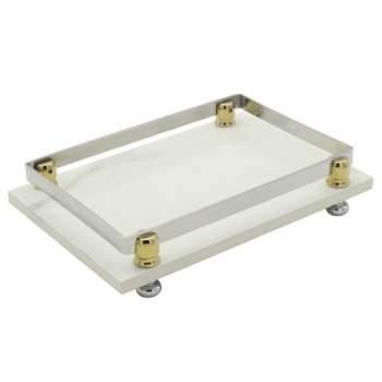 8141-C  Sunum Tepsisi Chrome  Pvd Gold D/K/G Porselen