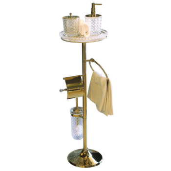 9220 4\'Lü Set Pvd Gold Havlu Bar,Klozet Fırçası,Kapaklı Kağıtlık ve tepsi