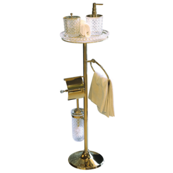 9220 4\'Lü Set Pvd Gold Havlu Bar,Klozet Fırçası,Kapaklı Kağıtlık ve tepsi