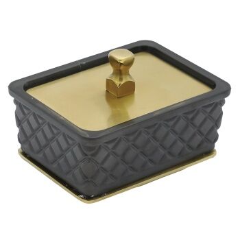 Aksy 8170 Siyah Boyalı Pvd Mat Gold Takı Kutusu D/D/B