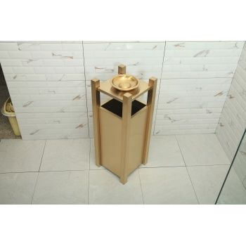 Aksy 1108 Dış Mekan Çöp Kovası ve Küllük Pvd Mat Gold