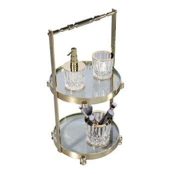 Aksy 7641-2Y Mat Gold Oval Tepsi Çok Amaçlı Düzenleyici 6 mm Cam