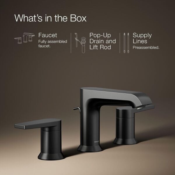 Kohler K-97093 3 Delikli Mat Siyah Lavabo Bataryası B291 EX-291