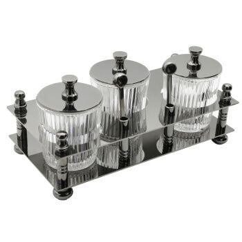 Aksy 0020 Füme Baharat Takımı Çizgili Cam