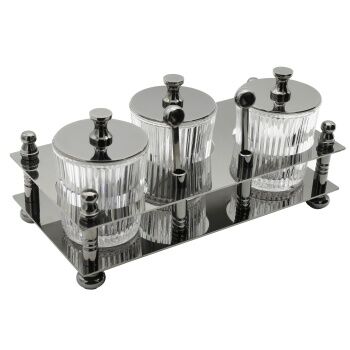 Aksy 0020 Füme Baharat Takımı Çizgili Cam