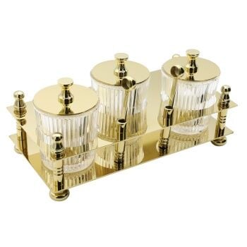 Aksy 0020 Gold Baharat Takımı Çizgili Cam