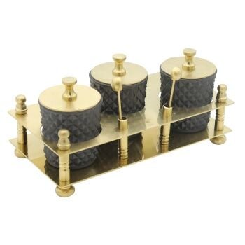 Aksy 0020 Mat Gold Baharat Takımı B/S/M/B Cam